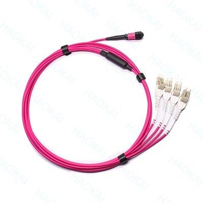 LC оптоволоконный патч-шнур 12-ядерный MPO Fan Out Om4 Fiber Patch Cables