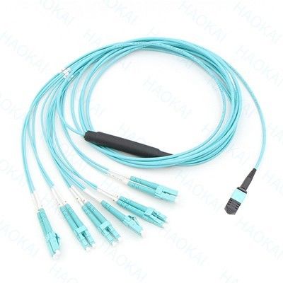 12-ядерный OM4 MPO Fan Out Optical Patch Cord LC Волоконно-оптические патчевые кабели