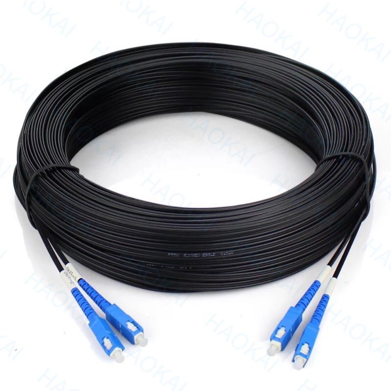 Наружный FTTH патч-шнур 2core Steel Wire Drop Fiber Optical Cable 2SC-2SC соединитель